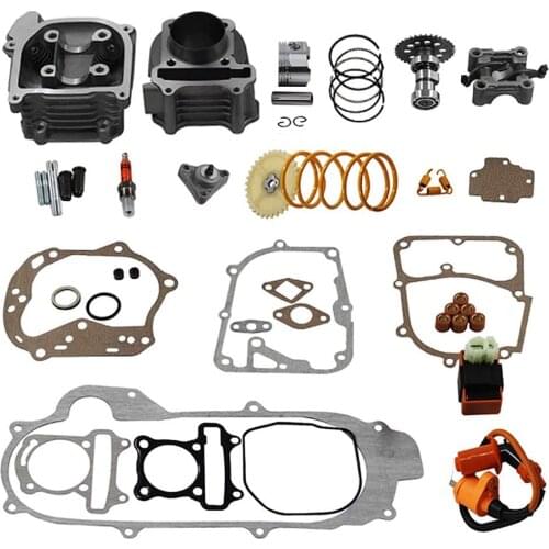 Upgrade 50mm Big Bore Kit Cylinder Head Assembly 64mm 69mm Valve 49CC 50CC 139QMB Moped 100cc GY6 Cylinder Rebuild Set