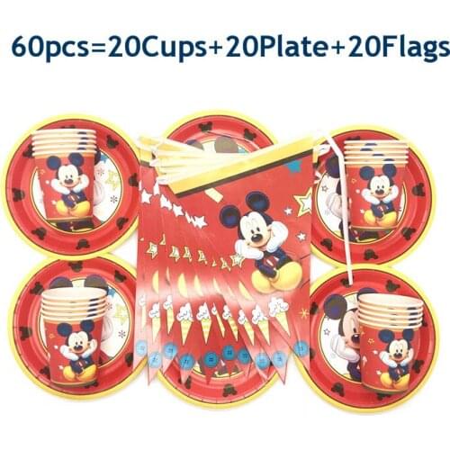 Disney Red Mickey Theme Birthday Party Decorations Baby Shower Banner Party Kids Birthday Party Cup Plates Napkin Tableware Set