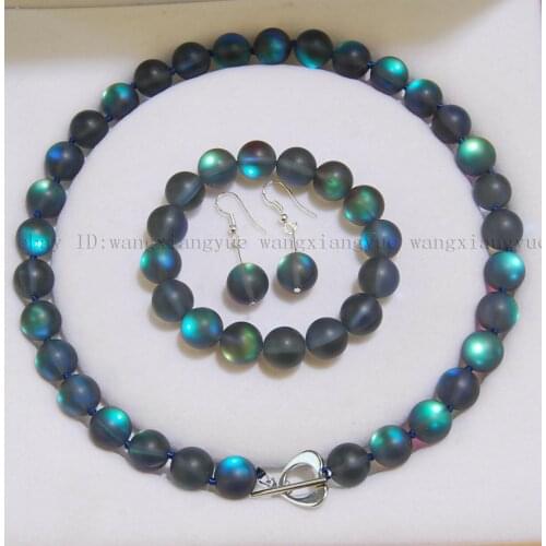 6/8/10/12mm White Gray Gleamy Rainbow Moonstone Round Beads Necklace Bracelet Earrings