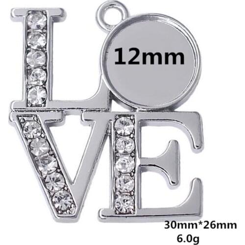 LOVE Rhinestone Base Pendant Setting Trays For Women Pendant DIY Blank Bezels Jewelry Making Handmade (Just the base, no logo)