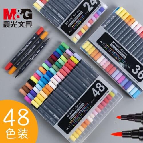 M&G 762 Saimei Mark Water-soluble Marker Pen Double Color Marker 12 Colors / 18 Colors / 24 Colors