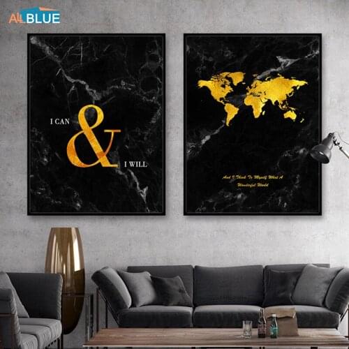 Marble Gold World Map Canvas Wall Art Posters And Prints Paintings For Living Room Wall Picture Nordic Decoration Home Cuadros