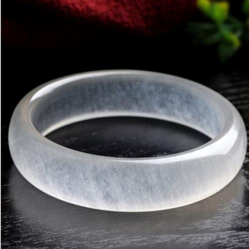 Natural Chinese White Jade Hand Carved Wide Band Bracelet Fashion Boutique Jewelry Womens Ice Silk Bracelet Popular Gift