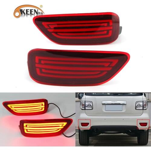 OKEEN Car LED Rear Bumper Reflector Light For Nissan Patrol 2014 2015 2016 2017 2018 2019 Driving Brake Flowing Turn Signal Lamp