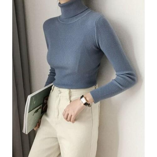Thick Turtleneck Warm Women Sweater Autumn Winter Knitted Femme Pull High Elasticity Solid Soft Female Pullovers Sweater