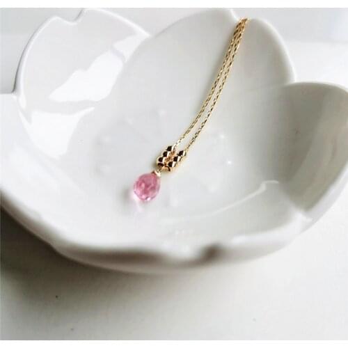 DAIMI 5-6mm Pink Topaz Pendant Necklace 925 Sterling Silver Gemstones Pendant For Women