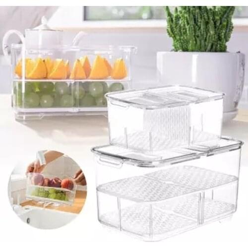 Portable Refrigerator Food Storage Containers Kitchen Storage Seal Tank Plastic Separate Fruit Fresh Vegetable Box with Lids