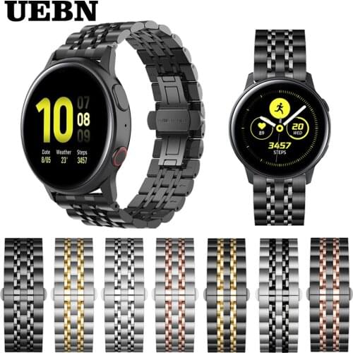 UEBN 20mm 22mm Stainless Steel Strap for Samsung Galaxy Watch Active 2 40mm 44mm Bracelet for Gear Sport S2 S3 WatchBand