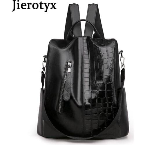JIEROTYX Chic Leather Trendy Womens Backpack 2020 Mini Schoolbags High Quality Travel Backpack Retro Female Bag Sac A Dos