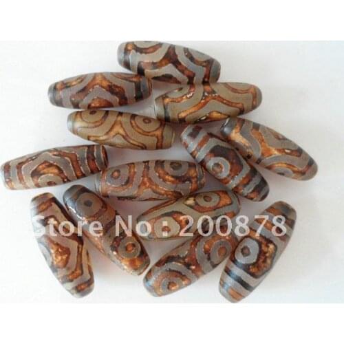 TSB0428 Tibetan 3 eyes Dzi beads,30mm,natual Agate antiqued dzi loose beads,20 beads lot