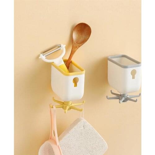 360 Degree Rotating Hook Kitchen Accesorios Storage Bathroom Organizar Storage Rack Utensil Holder Wall Mounted Hanging Hooks