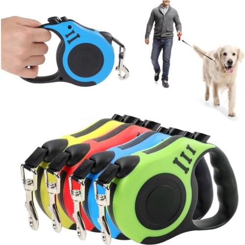 Retractable Pet Leash for Medium Small Dogs Cats Heavy Duty Walking Leash with Pause and Lock Strong Nylon Tape Bone Dog Leash