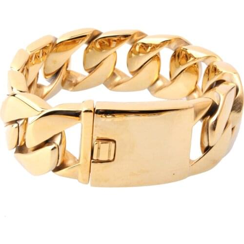 High Quality 26/31mm 316 Stainless Steel Italy Gold Bracelet Bangle Mens Heavy Chunky Link Chain Bracelet Fashion Jewelry Gifts