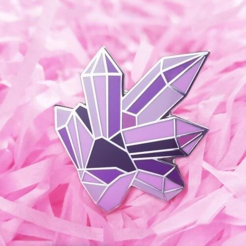 Amethyst Cluster Hard Enamel Pin Cute Gemstones Medal Brooch Backpack Jewelry Fashion Accessories Gift