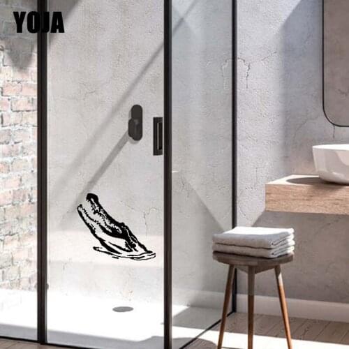 YOJA 25x29.3CM Fierce Crocodile Home Wall Stickers Decorated Bathroom Glass Decal G2-0261