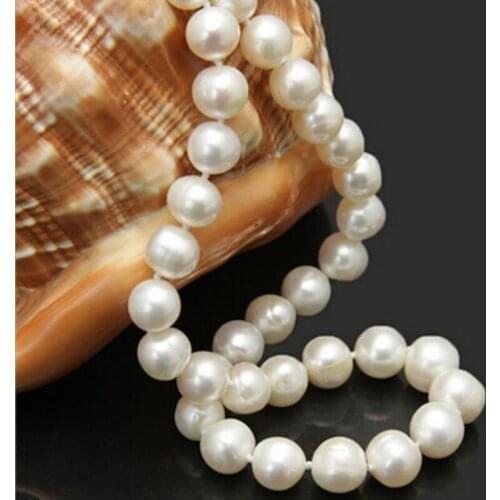 Attractive 10-11mm white natural freshwater cultured pearl necklace Factory Wholesale price Women Giftword 925 silver Jewelry
