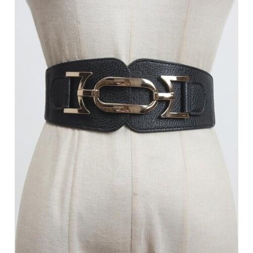 Womens runway fashion PU leather elastic Cummerbunds female Dress Corsets Waistband Belts decoration wide belt R3141