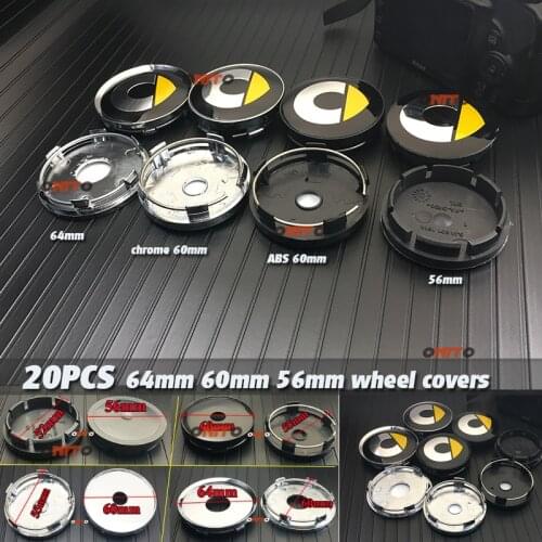 20pcs 56mm 64mm 135MM 5 Spoke New Grey Black 60mm Smart Logo Car Emblem Auto Car Wheel Rims Center Hub Cap Rim Badge Decoration