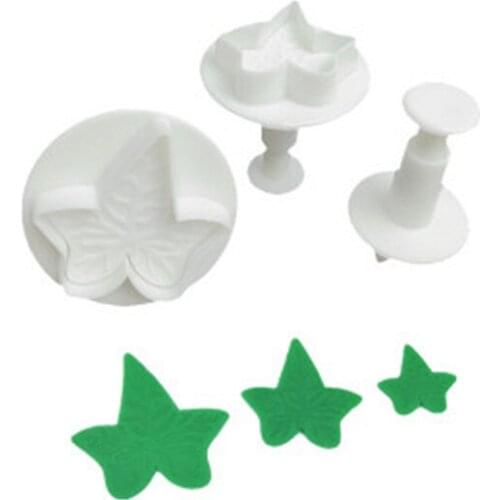 3PCS Maple leaf Plunger Fondant Cutter Sugarcraft Cake Decorating Tools DIY Cookie Molds Stamper Baking Accessories For kitchen