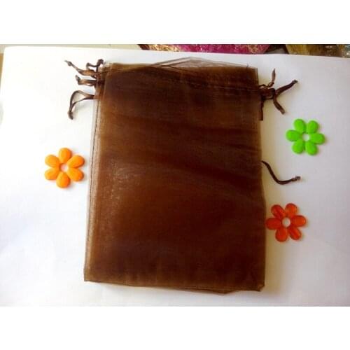30*40cm 100pcs Organza Bag Brown Drawstring bag jewelry packaging bags for tea/gift/food small transparent pouch Yarn bag