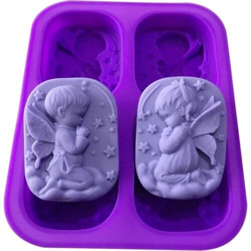 4 Cavity Angel Girl Natural Soap Handmade Soap Mold Silicone Cake Ice Modeling Tool Pastry Arts Decorative Kitchen Accessories