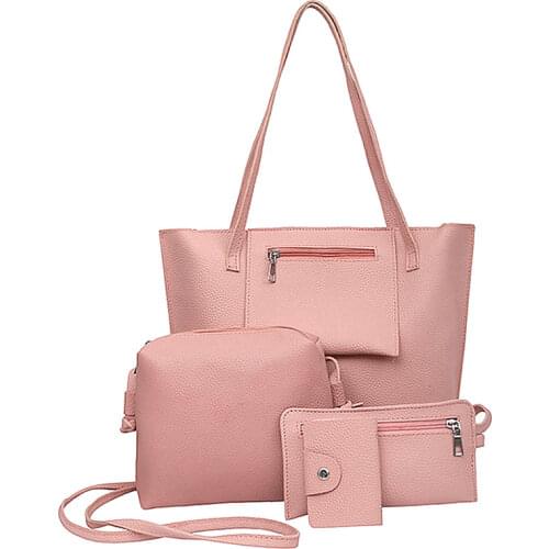4 Pcs/Set Simple Fashion Women Messenger Bags PU Leather Tote Handbag Ladies Large Capacity Casual Shoulder Bag New