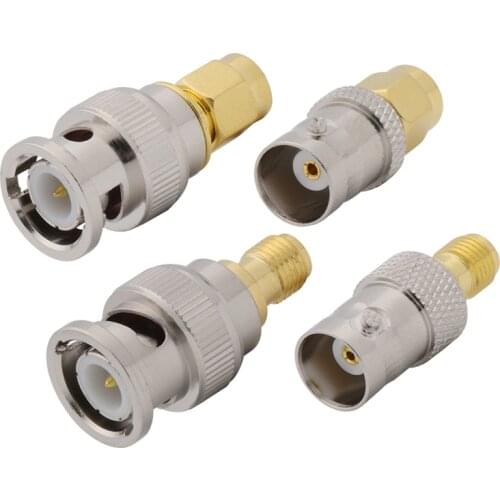 4Pcs SMA to BNC Antenna Connector Kit SMA Male Female to BNC Male Female Straight RF Coaxial Coax Adapter Test Converter
