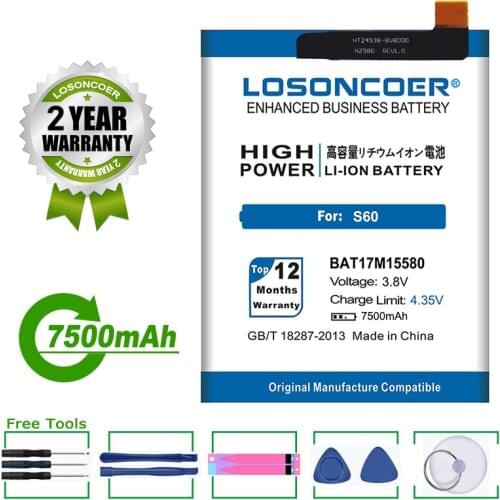 LOSONCOER Battery 7150mAh For DOOGEE S60 / For DOOGEE S60 Lite BAT173605580 BAT17M15580 BAT17S605580 Mobile Phone Battery