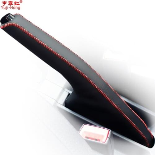 Yuji-Hong Car Handbrake Covers Case for Volkswagen VW Bora Polo Santana Passat Jetta Genuine Leather Car-styling Auto Cover