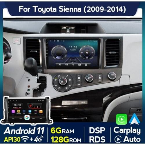 IPS Screen Android 11 Car Multimedia FM Radio for Toyota Sienna 2009 2010 2011 2012 - 2014 GPS Navi SWC BT WIFI DSP RDS Carplay