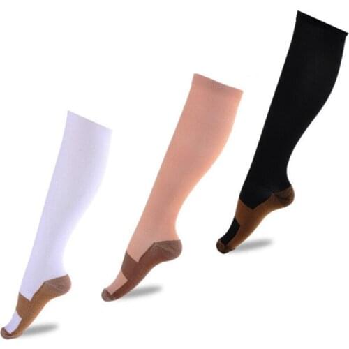 Running Fishing Interwoven Copper Infused Compression Stocking 20-30mmHg Graduated Womens S-XXL Patchwork Graduated Compression