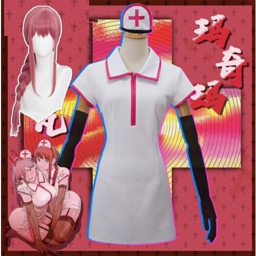 Chainsaw Man Makima/Power Nurse Uniform Cosplay Costume Outfits Halloween Carnival Suit role play wigs