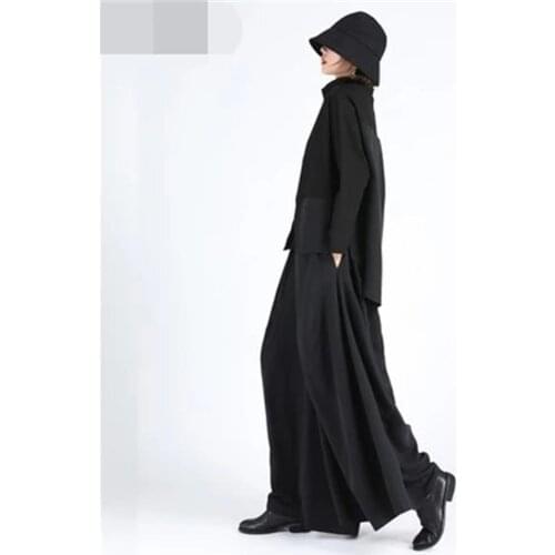 Dark wide-legged women autumn and winter original design crotch pants loose personality 2021new Yamamoto Yoshi culottes