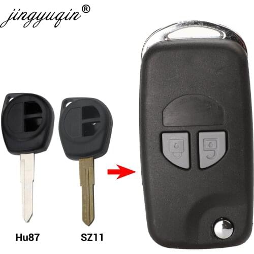 Jingyuqin HU87 SZ11 Blade Modified Flip Remote Car Key Case Shell For SUZUKI SX4 Swift 2 Button + Button Pad