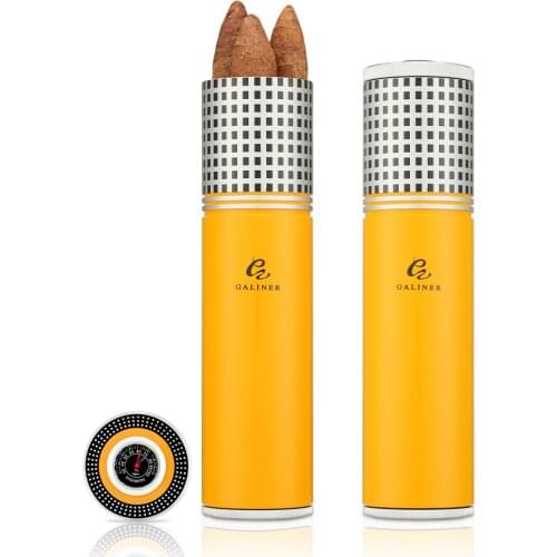 GALINER Cigar Tube Travel Humidor Cigar Case Jar Portable Outdoor Cigar Humidor Box With Hygrometer Humidifier For COHIBA Cigar