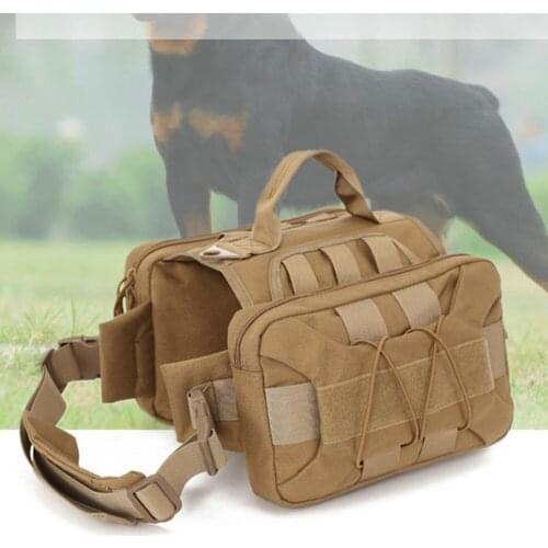 Travel Large Dog Harness Carrying Bag Pet Vest with Bag for Dogs Backpack Tactics Hiking Canvas Buffer Leashes Long Strap