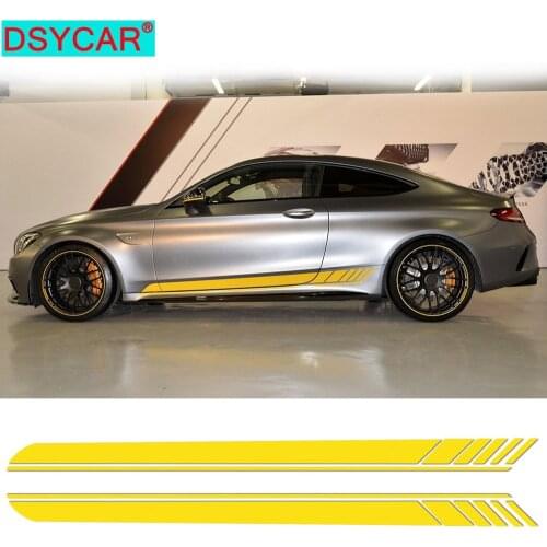 DSYCAR 1Pair Car Waist Side Skirt Decoration Vinyl Stickers Decals for Mercedes Benz C63 Coupe Auto Car Accessories Decals