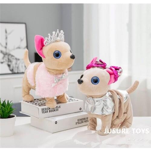 Electronic Pet Chi Chi Robot Dog plush Stuffed Animals Walking Singing Interactive dog Toy With Bag For Children Kids Birthday