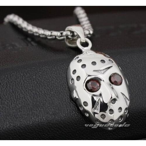 Halloween Jason Hockey 925 Sterling Silver Mens Biker Charms Pendant 8N026
