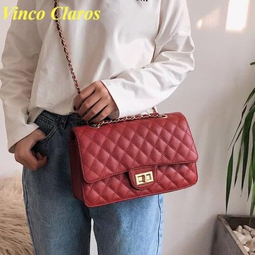 Classic Luxury Brand Diamond Lattice Shoulder Messenger Bags Purses and Handbags Luxury Designer Square PU Leather Chains Sac