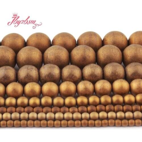 2/3/4/6/8/10MM Natural Gold Hematite Frosted Round Beads Stone Beads Loose For DIY Necklace Bracelet Jewelry Making Strand 15"