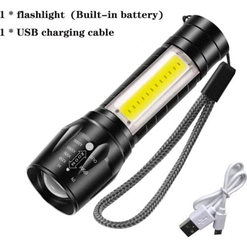 Mini LED COB FlashlightPortable Zoomable Camping Outdoor Lamp USB RechargeableFlashlights TorchAdjustable Zoom Waterproof Light
