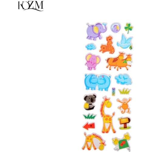 Cartoon Animals Zoo 3D Stickers Children Girls Boys PVC Stickers Kids Toys 7.2*17cm