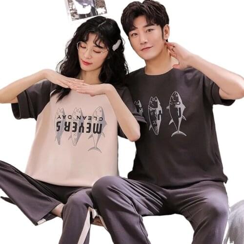 Men and Womens pajamas Korean Style Couples Suit pijama Home Service Combed Sleepwear Long Sleeves pyjama