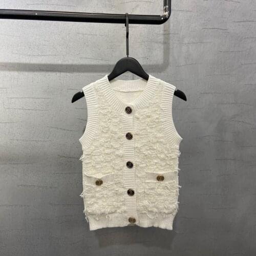 New 2021AW Autumn Women High Quality Luxury Knitted Vest Femamle Fashion Tops Sweater Ddxgz2 6.07