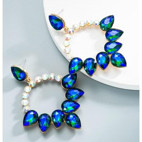New Multi-layer Drop-shaped Glass Color Rhinestone Earring Geometric Crystal Long Morrocan Jewelry Fashion Accessories for Women