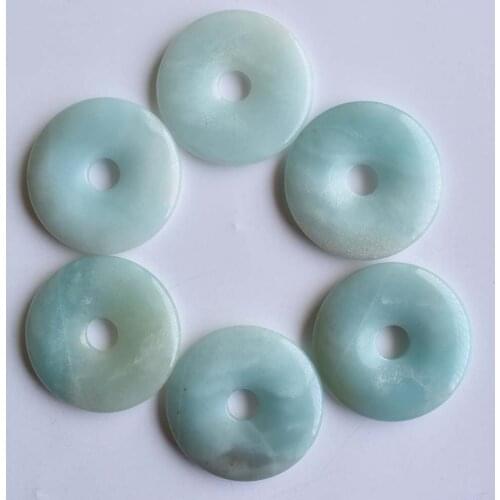 Superior quality natural stone doughnut Necklace Pendant 40mm Round amazonite ladies jewelry gifts wholesale 6pcs/lot free