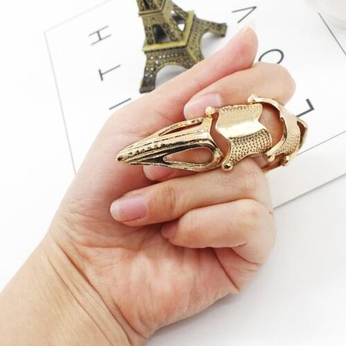 Punk Gothic Rock Scroll Joint Armor Knuckle Metal Full Finger Ring Gold Cospaly DIY Ring Halloween Decoration Durable Claw Rings