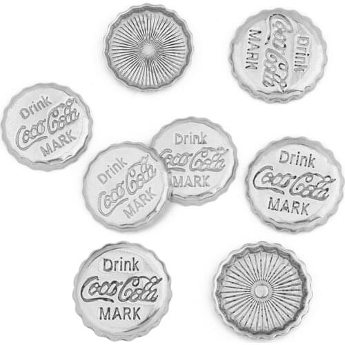 DIY Stainless Steel Inner 21MM/22MM Beer Cola Beverage Cover Pendant Jewelry Tray Gem Empty Holder Accessories