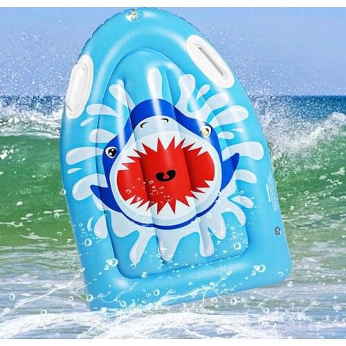 Shark Portable Floating Mat Swimming Pool Inflatable Surf Body Board Childrens Surfboard Pool Float Board With Handles Summer